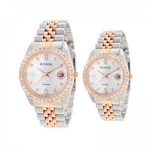 Bonia BNB10553-1657S DAN BNB10553-3657S Silver Rosegold White Couple